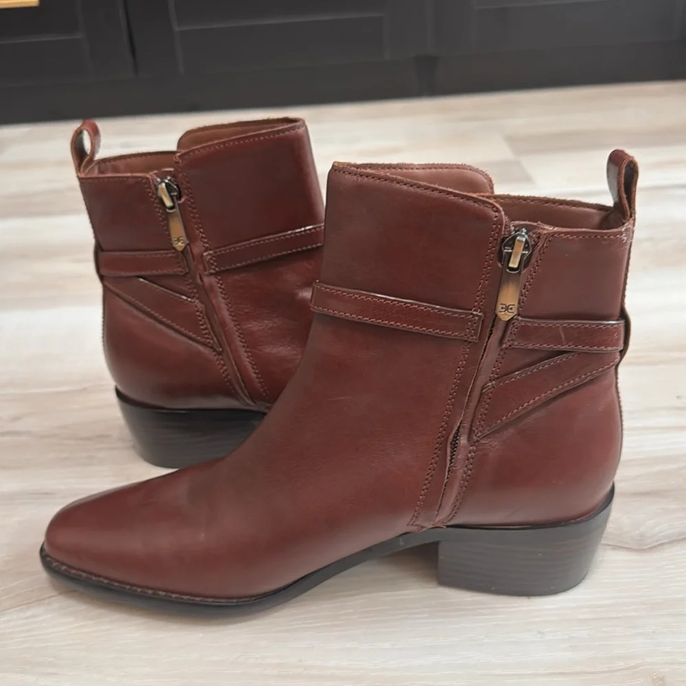 Sam Edelman Brawley Oxblood Leather Western Ankle Booties Size 7.5 NWT